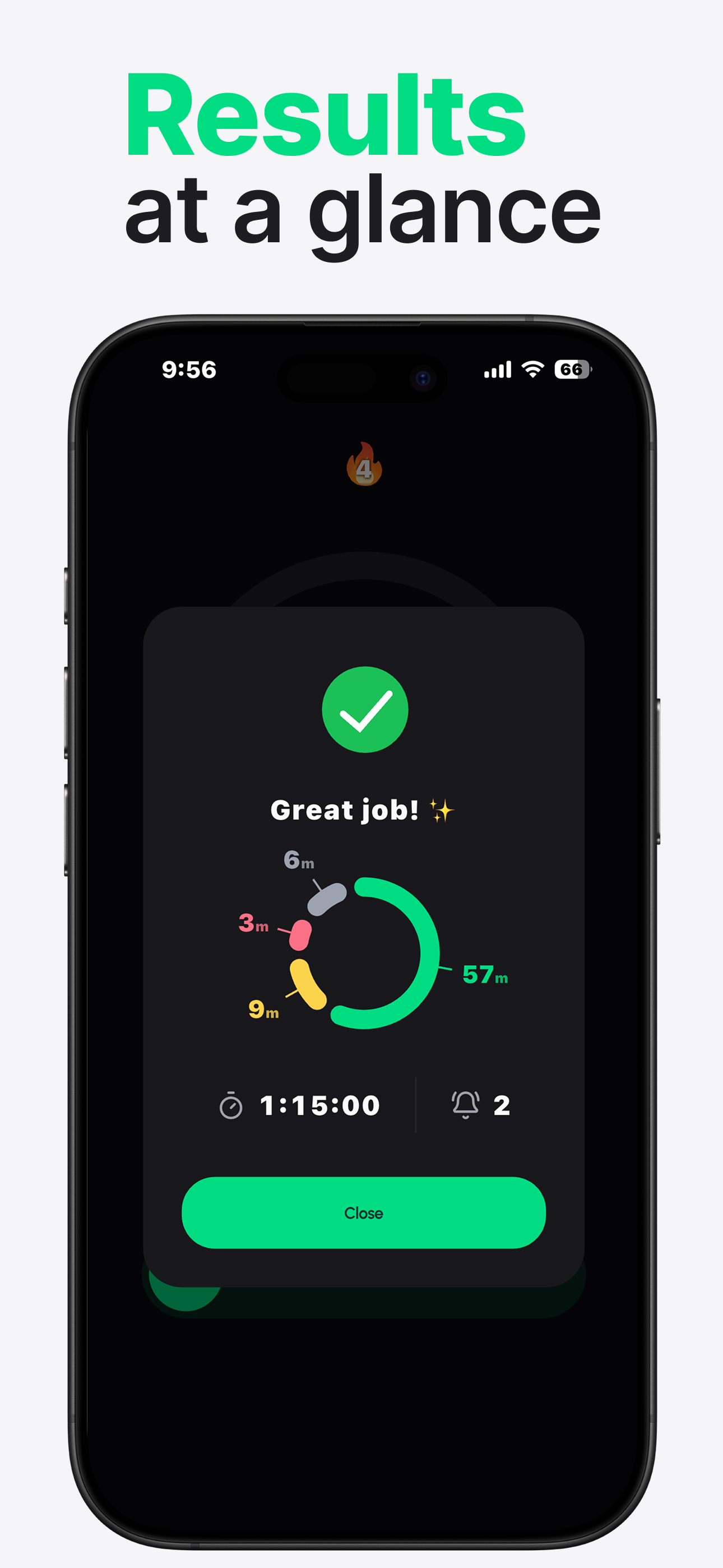 LookUp session result and streak screen