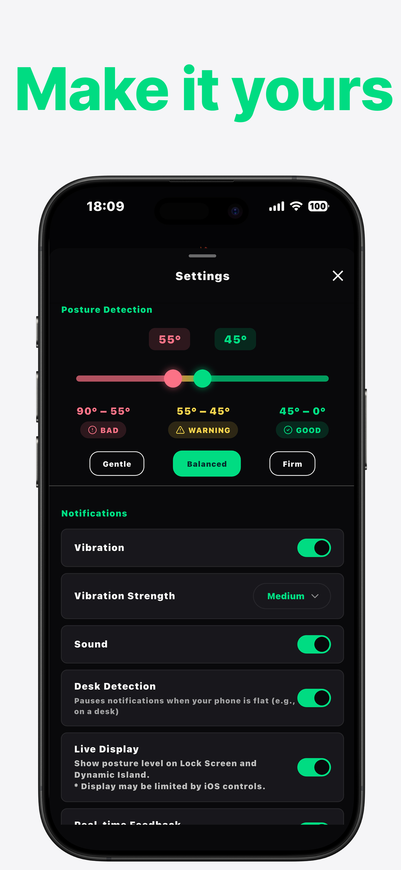 LookUp settings and notification customization screen